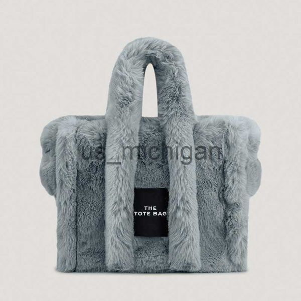 Borse da sera Luxury Faux Fur Large Tote Bag Designer Soft Plush Borse da donna Pluffy Shoulder Crossbody Bags Warm Winter Big Shopper Purses J230609