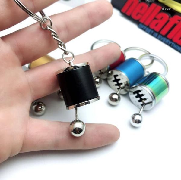 Anahtarlık Araba Tezgahları Anahtarlık Keychain Altı ileri manuel vites vites otomatik otomobilin parçaları oyuncak kısa vites değiştirici düğme metal hediye yarışı