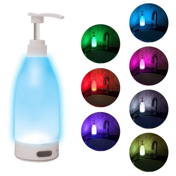 Dispensadores luminescentes garrafa de sabão líquido led dispensador de sabão brilhante garrafa de sabão desinfetante de mão sensor led night light banheiro