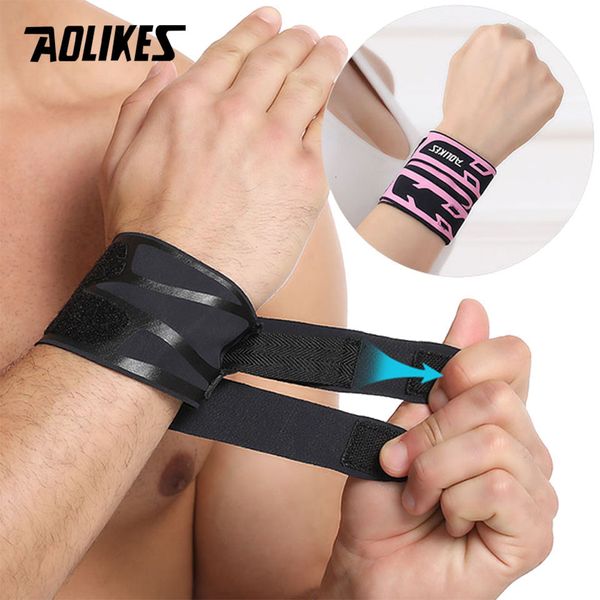 Supporto per il polso AOLIKES 1 paio Avvolgimenti per compressione sportiva Cinturino per tutore per fitness Sollevamento pesi Pallacanestro Sollievo dal dolore 230608