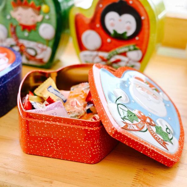 Embrulho para presente criativo lata de doces de natal multiuso caixa de folha de flandres selada colorida frasco de embalagem de biscoito de natal nin668