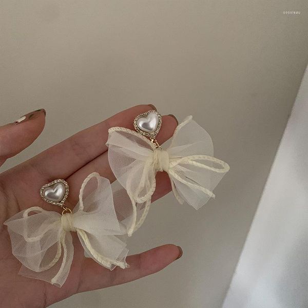 Baumelnde Ohrringe Origin Sommer Liebe Herz Spitze Schleife Für Frauen Mädchen Ungewöhnlicher Weißer Strass Schmuck Pendientes Geschenke