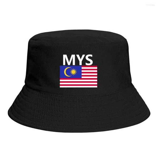 Boinas Malaysia Flag Bucket Hats Print Cool Fans Sombra Simples Clássico Ao Ar Livre Verão Pescador Caps Touca De Pesca