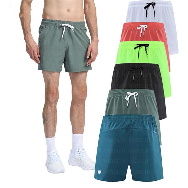 Lu shorts masculino yoga esportes ll shorts quinto calças de fitness ao ar livre secagem rápida volta bolso com zíper cor sólida casual correndo moda 4