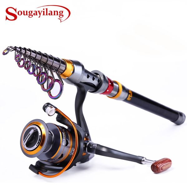 Rod Reel Combo Sougayilang 1.8-3.6m Canna da pesca telescopica e 11BB Ruota per mulinello da pesca Canna da pesca da viaggio portatile Spinning Canna da pesca Combo 230608