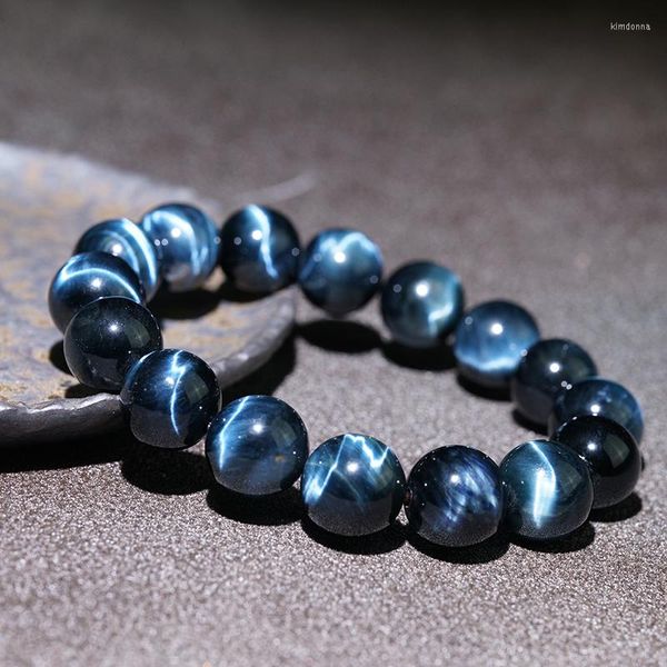 Charm Bracelets BOEYCJR Dark Blue Tiger Eyes Natural Stone Beads Bangles Jóias Artesanais Pulseira de Energia para Mulheres ou Homens