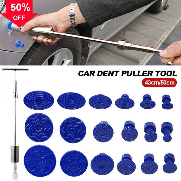 Nieuwe Universele Auto Uitdeukstation Metalen T Dent Repair Tool Auto Reparatie Plaatwerk Kit Glijhamer Omgekeerde Hamer Lijm + 18 Stuks Lijm Pull