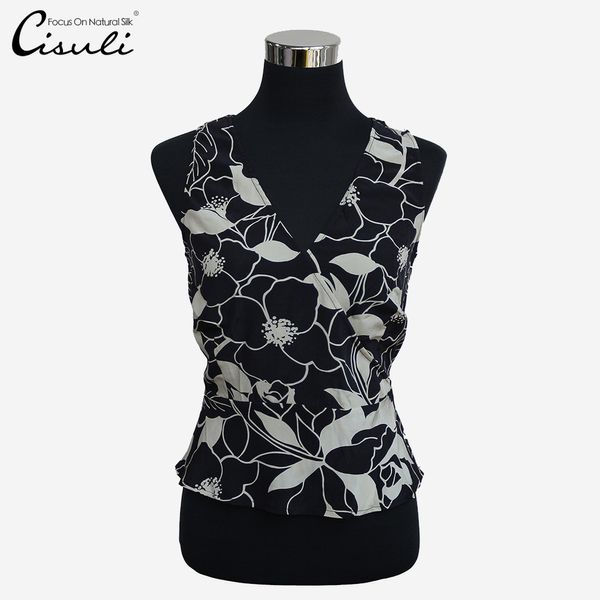 Camiseta Feminina CISULI Soie T Shirt 100% Mulberry Silk Top Feminino Blusa de Verão Orgânica Respirável Camisa com Desconto 230609