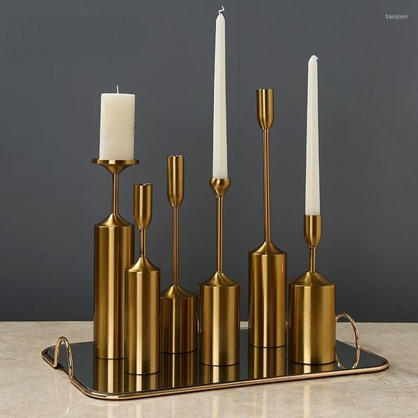 Kerzenhalter Moderne Metallhalter Set Gold Hängende Tischständer Nordic Faroles Decoracion Hausdekoration ZP50ZT