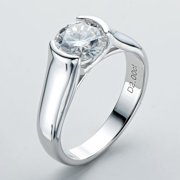 Fedi nuziali IOGOU 2ct Diamond Solitaire Fidanzamento per le donne 100% 925 Sterling Silver Bridal Band Bezel Setting 8mm 230608
