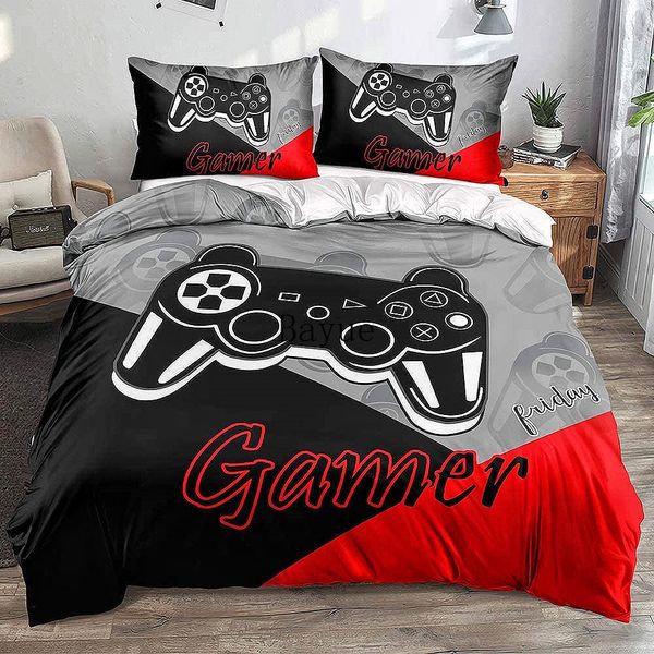 Bettwäsche-Sets Gamer-Sets für Jungen Gaming-Bettbezug-Set Videospiele Tröster Playstation Designs Bett mit Kissenbezug 230609