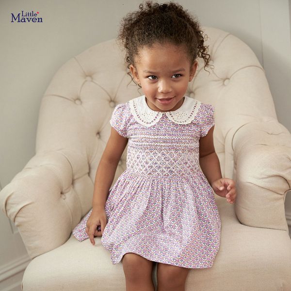 Mädchenkleider Little Maven Sommerkleid für Babys, Baumwolle, Blumenmuster, Freizeitkleidung, weich und bequem, für Kleinkinder, Kleinkinder, Kinder von 2 bis 7 Jahren, 230609