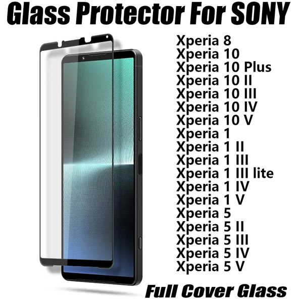 Protetor de tela de telefone de vidro temperado de cobertura completa premium para sony xeria 10 1 5 Xperia10 Xperia5 Xperia101 II III IV V Xperia 8 protetor de tela ATACADO