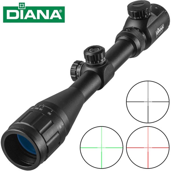 4 -14X44 TIlluminated Riflescope Hunting Rifle Scope Sniper Airsoft Air Guns Tactical Optic Cross Sight Verde Vermelho