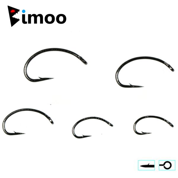 Anzóis de pesca Bimoo 500pcs de aço carbono alto para amarrar ganchos de ninfa curvos Camarão Scud Pupas Larvas Caddis moscas amarrando ganchos de pesca #8-#16 230608