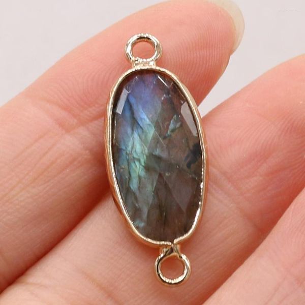 Charms 1 PCS Pietra semipreziosa naturale Flash Labradorite Pendenti con connettore per gioielli fai-da-te che realizzano accessori fatti a mano