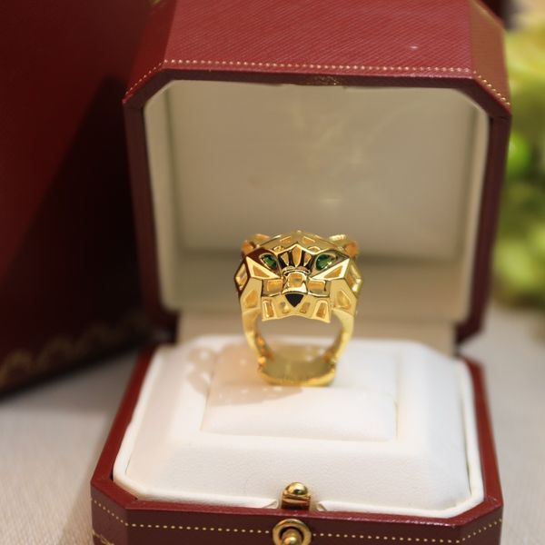 Neuer glatter, hohler Leopardenkopf-Ring aus 925er Silber mit Roségold, großer Paarring aus der Leopardenkopf-Serie