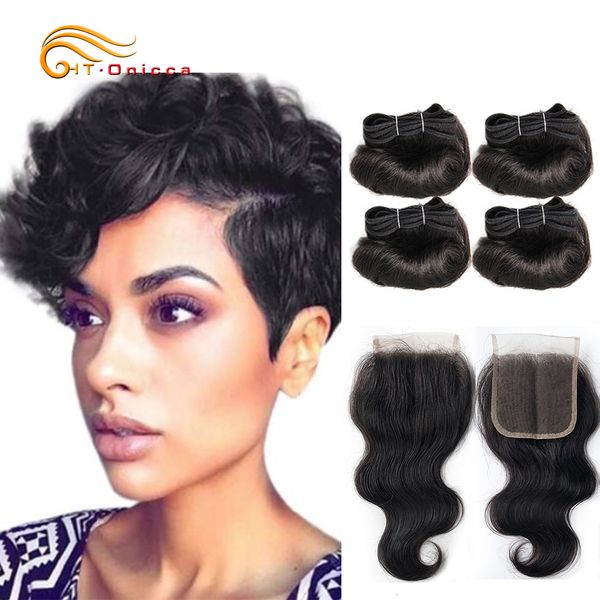 Masse di capelli Estensioni Htonicca 8 Short Bob Style Body Wave Ombre 1B 27 30 Fasci umani Biondo miele Tessuto brasiliano 230609