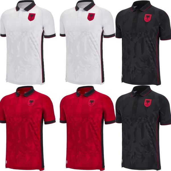 23 24 Maglia da calcio da uomo della nazionale albanese UZUNI 2023 HYSAJ LENJANI ABRASHI RAMADANI Home Red Away White Black Football Shirts