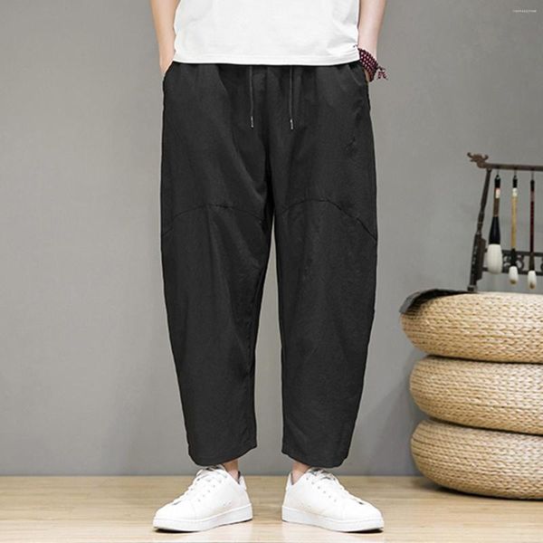 Pantaloni da uomo Plus Size Pantaloni sportivi estivi Pantaloni da uomo Soild Color Cotton Linen Loose Fitness Baggy Streetwear