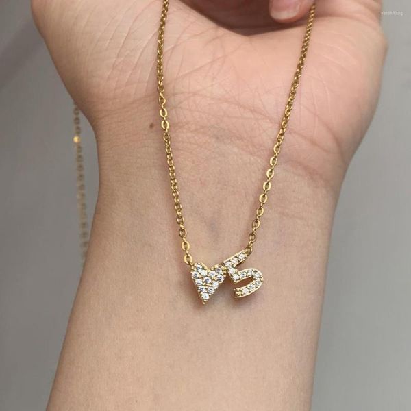 Подвесные ожерелья Простые маленькие микропрончатории CZ Lucky Number Heart Ожерелье для женщин модный золотой цвет 0123456789