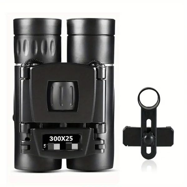 Modello 300X25 Potente binocolo HD Ingrandimento 10 volte e diametro obiettivo 30 mm (10 * 30) Mini telescopio pieghevole a lungo raggio