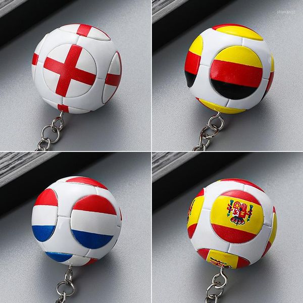 Keychains Flag Football Key Caqueta Inglaterra Francia España Cadenas de autos de fútbol Souvenirs Accesorios de bolsas Regalos