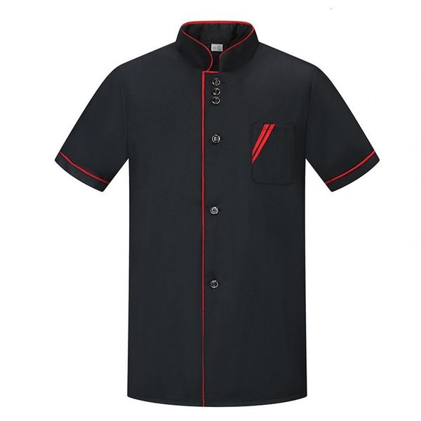 Camisas casuais masculinas uniforme restaurante chef camisa roupas de cozinha resistente ao desgaste ótimos botões de secagem rápida uniforme chef 230608