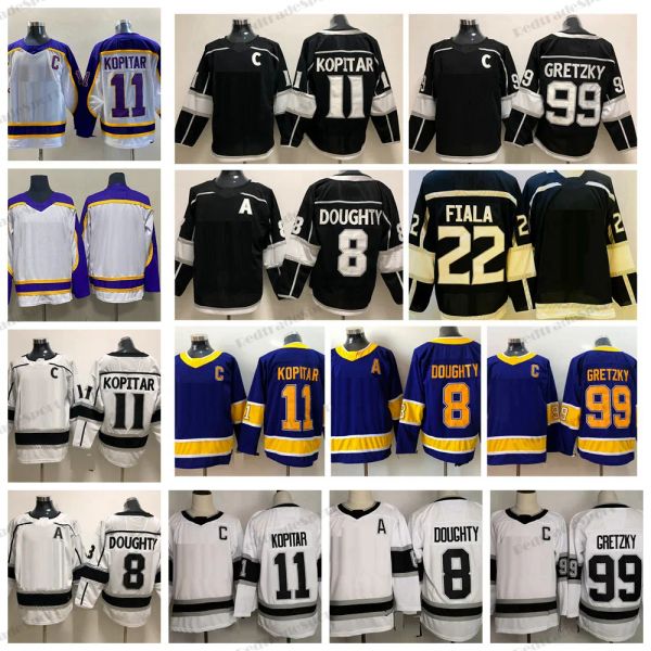 Personalizzato LosAngelesKingsReverse Retro Purple 11 Maglie da hockey Anze Kopitar 8 Drew Doughty 99 Wayne Gretzky Classico alternativo 22 Kevin Fiala