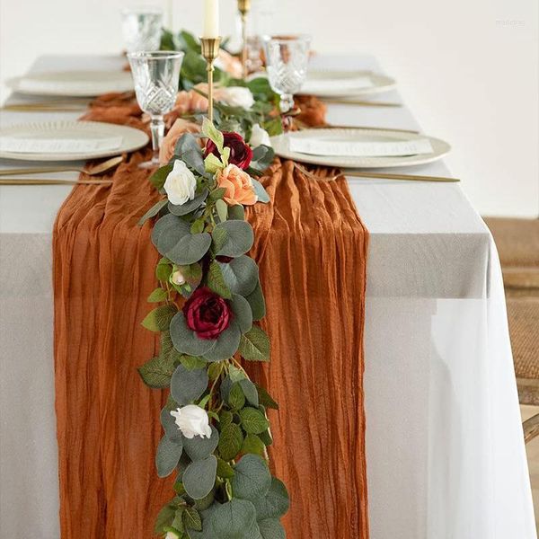 Tovaglia Decorazione da pranzo Tovaglia Tovaglia di garza semitrasparente Decorazioni per matrimoni Sala da pranzo Vintage Runner Le Banquets