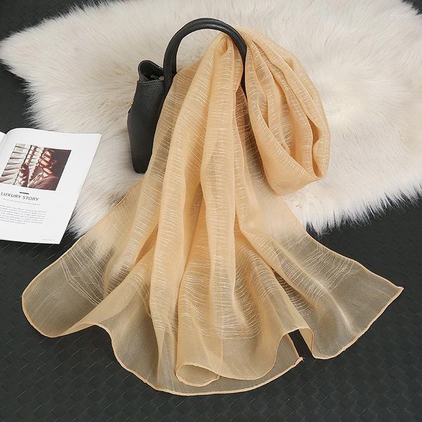 Schals Glitzer Schal Seide Muslim Wpmen Hijabs Luxusschals Spitze Gold Kopf Wrap