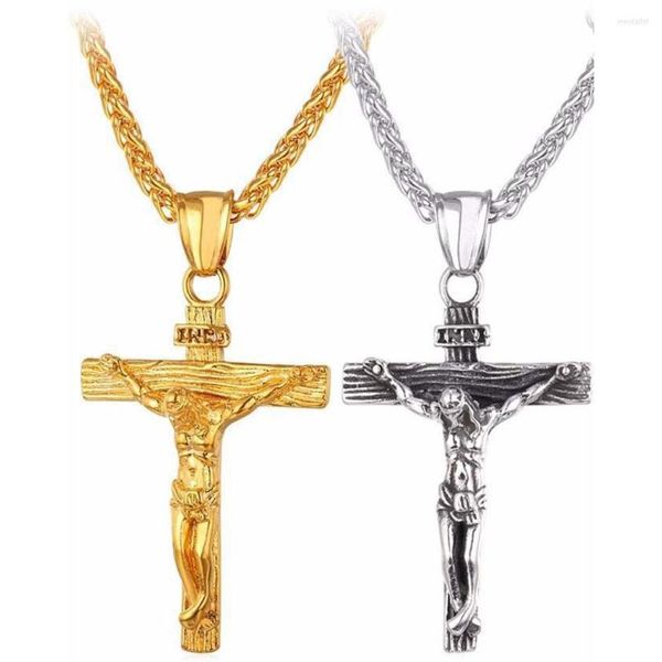 Anhänger Halsketten Ostern Jesus Kreuz Halskette Gold Silber Kruzifix Christus Katholisch Religiöser Glaube Gebet Schmuck Dekoration Geschenke