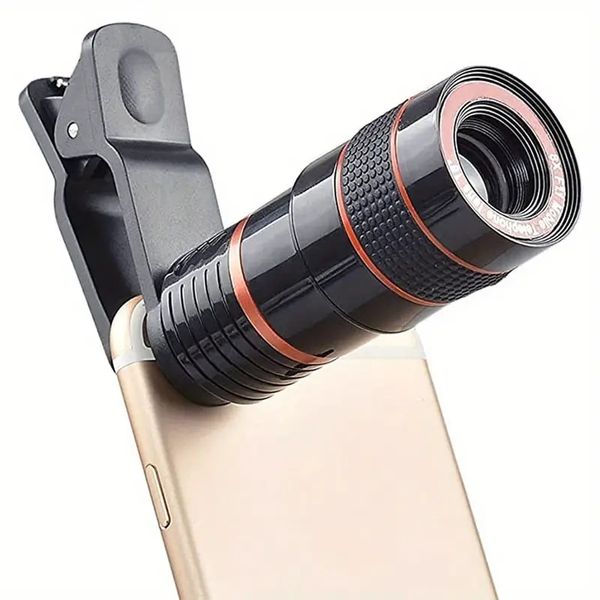 Telescópio de telefone óptico universal com zoom de 8X, lente de câmera telefoto portátil para smartphone, binóculos de telescópio astronômico, monocular