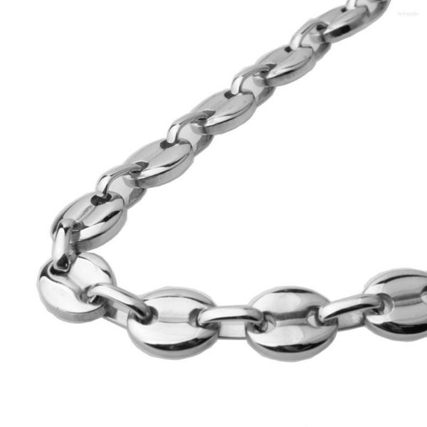 Correntes 7/9/11 mm de largura polimento cor prata aço inoxidável para homens na moda grãos de café colar corrente ou pulseira joias