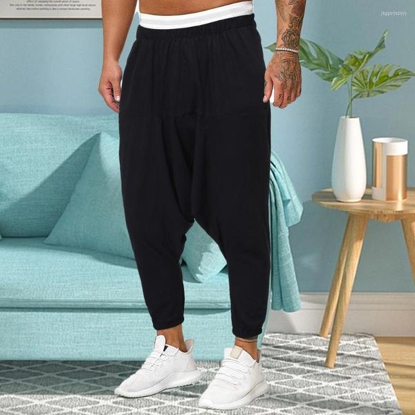 Pantaloni da uomo Pantaloni larghi con fascia alla caviglia in tinta unita da uomo Pantaloni larghi con vita elastica da indossare tutti i giorni