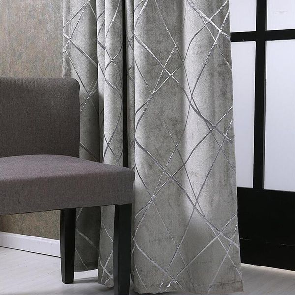 Cortina moderna listrada tecido blackout para cortinas quarto sala de estar tamanho personalizado cinza marfim bege na janela