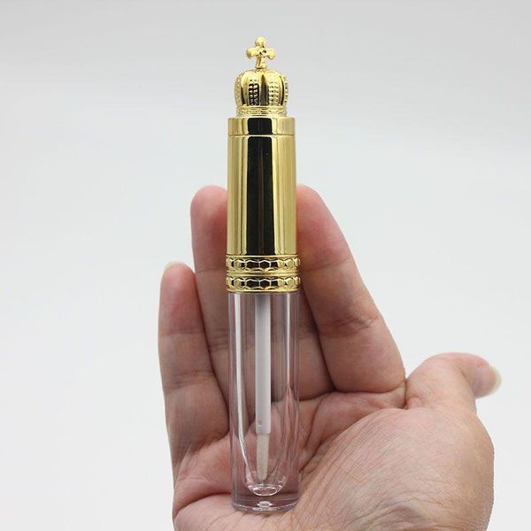 Tubos de brilho labial Gold Crown - Recipientes vazios DIY de 8 ml para cosméticos com aplicador e tampa de rosca Ojknw