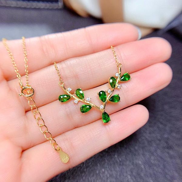 Collane con ciondolo Semplici corna di alce placcate oro alla moda per le donne Brillano verde CZ Intarsio di pietra Gioielli di moda Regalo delicato per feste