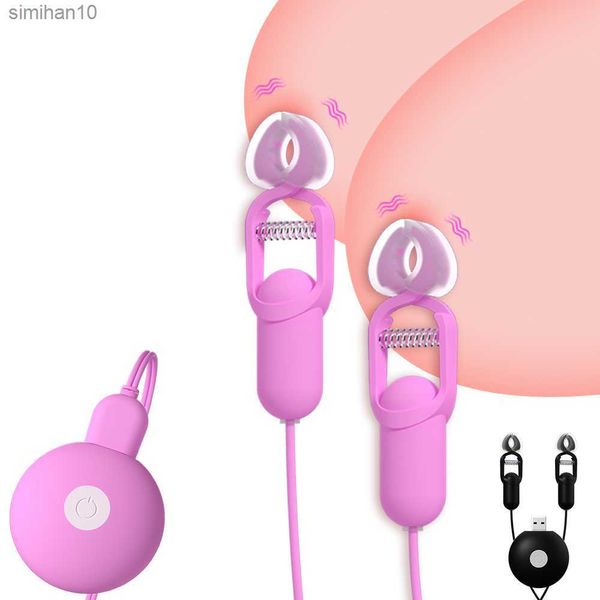 Vibrador de mamilo Braçadeira de mamilo Intensificador de massagem de seios Bondage Brinquedos sexuais adultos para mulheres Casais Feminino Castidade Estimular Clitóris L230518