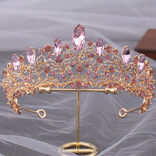 Hochzeit Haarschmuck DIEZI Elegante Prinzessin AB Kristall Tiara Krone Für Mädchen Luxus Braut Königin Lila Zubehör Stirnbänder 230609