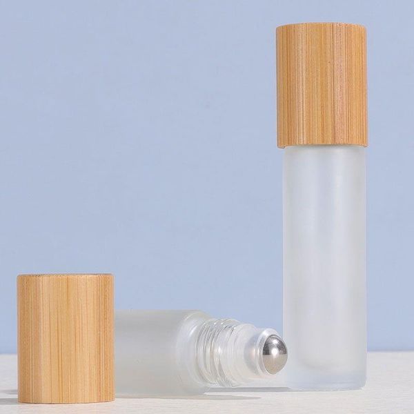 Garrafas de rolo de vidro líquido recarregáveis vazias 5ml 10ml Frosted Roll On Container Mgnih