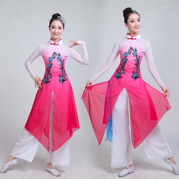 Abbigliamento da palcoscenico in stile cinese Hanfu Costumi di danza classica fan femminile adulto Yangko National Performance Abbigliamento