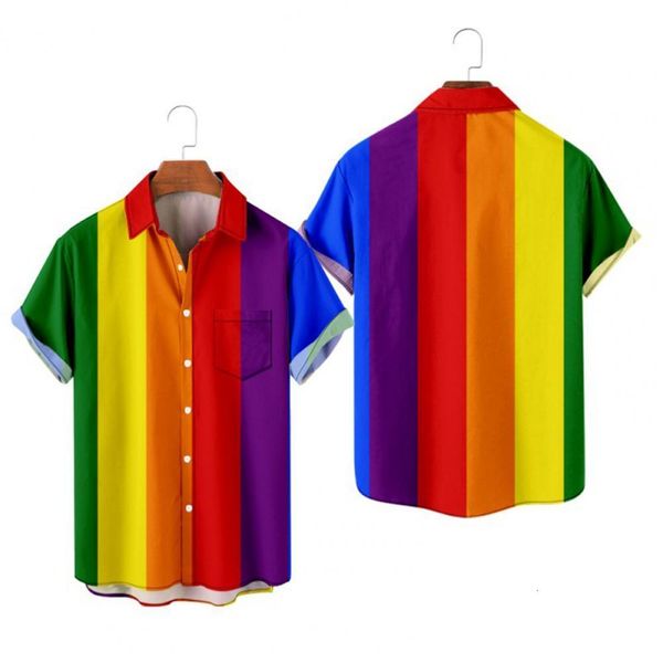 Camicie casual da uomo Camicia estiva Colori vivaci Camicia hawaiana da uomo Top Cooling Camicia da uomo Arcobaleno Color Beach Camicie da festa tropicale Abbigliamento uomo 230608