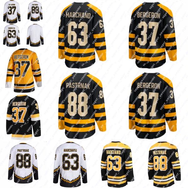 Özel Erkek Kadınlar Gençlik Bostonbruinsjersey 88 David Pastrnak 63 Brad Marchand 71 Taylor Hall 73 Charlie McAvoy Hokey Formaları Siyah Beyaz Sarı