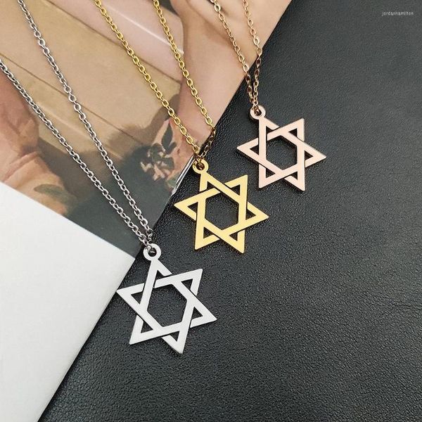 Anhänger Halsketten Klassische jüdische Magen David Hexagramm Halskette Vintage niedlichen Edelstahl Stern von für Männer Frauen Kragen