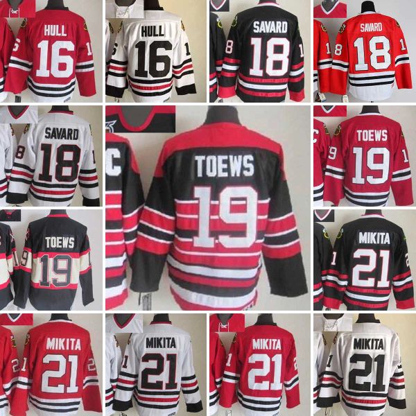 Chicago''blackhawks''1926-1999 Film Retro CCM Hockey Stickerei Stan Mikita Jonathan Toews Denis Savard 16 Brett Hull 81 Marian Hossa Vintage Trikots