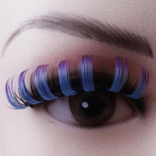 Caixa de cílios postiços efeito 3D dramático colorido extensão de cílios russos maquiagem maquiagem para mulheresFalso