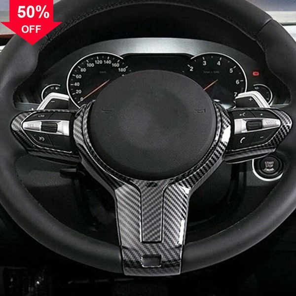 Nuovo Per BMW F Chassis F06 F10 F11 F12 F15 F16 F20 F21 F22 F23 F30 F32 F34 ABS Carbon Texture Car Interior Steering Wheel Cover Trim