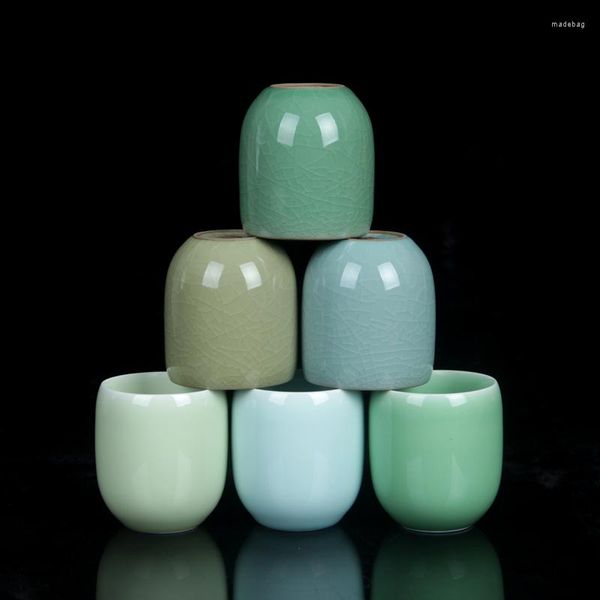 Copos Pires Celadon Cup Ceramic Water Tea Set Seis Cores Amantes Criativos Personalização Adorável e Personalizada