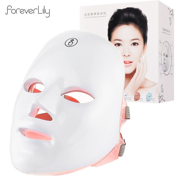 Dispositivos de cuidados faciais USB Charge 7 cores LED Pon Mask EMS Compress Heating Treatment Facial Beauty Skin Anti Acne Wrinkle 230608
